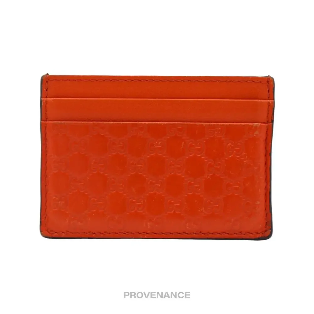 🔴 Gucci Card Holder Wallet - Orange MicroGuccissima Leather - Picture 3 of 4